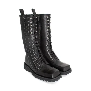 Women's^Fluevog Shoes Alonso | Tall Lace-Up Boot With Zipper Black