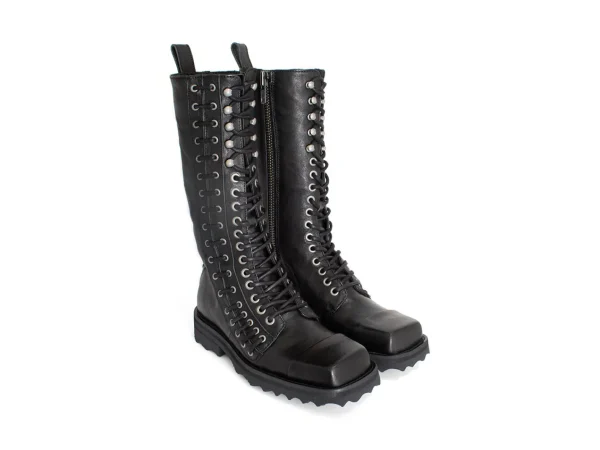 Women's^Fluevog Shoes Alonso | Tall Lace-Up Boot With Zipper Black