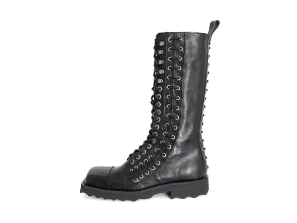 Women's^Fluevog Shoes Alonso | Tall Lace-Up Boot With Zipper Black