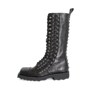 Men's^Fluevog Shoes Alonso | Tall Lace-Up Boot With Zipper Black