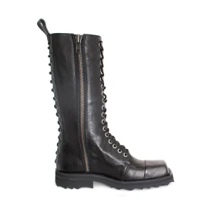 Men's^Fluevog Shoes Alonso | Tall Lace-Up Boot With Zipper Black