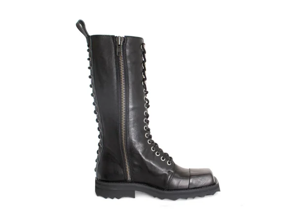 Men's^Fluevog Shoes Alonso | Tall Lace-Up Boot With Zipper Black