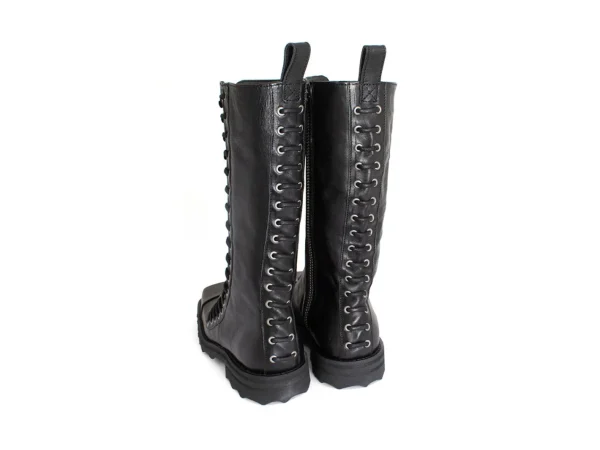 Women's^Fluevog Shoes Alonso | Tall Lace-Up Boot With Zipper Black