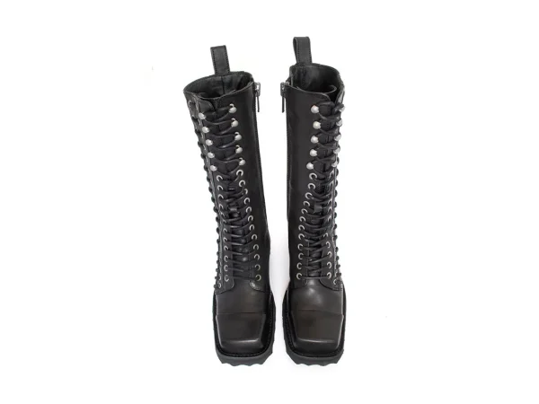 Women's^Fluevog Shoes Alonso | Tall Lace-Up Boot With Zipper Black