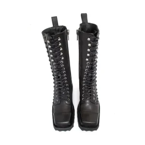 Men's^Fluevog Shoes Alonso | Tall Lace-Up Boot With Zipper Black