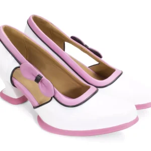 Women's^Fluevog Shoes Anodea | Heel With Side Bow White/Pink