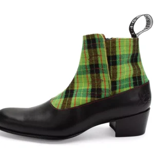 Men's^Fluevog Shoes Arthur | Zip-Up Ankle Boot Black/Green Plaid