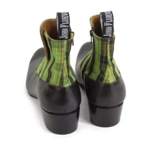 Men's^Fluevog Shoes Arthur | Zip-Up Ankle Boot Black/Green Plaid