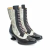 Women's^Fluevog Shoes Aura | Brogue Tall Boot Black/Ivory
