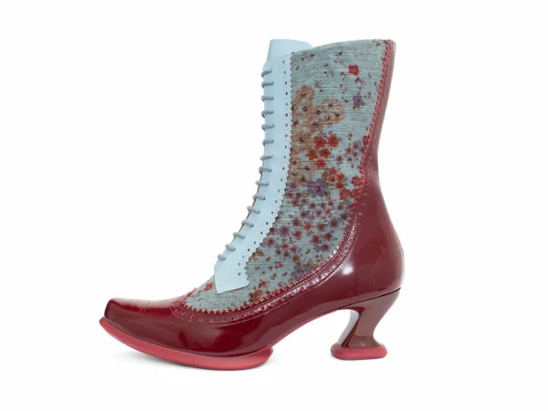 Women's^Fluevog Shoes Aura | Brogue Tall Boot Red/Green Floral
