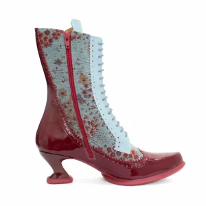 Women's^Fluevog Shoes Aura | Brogue Tall Boot Red/Green Floral