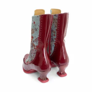 Women's^Fluevog Shoes Aura | Brogue Tall Boot Red/Green Floral