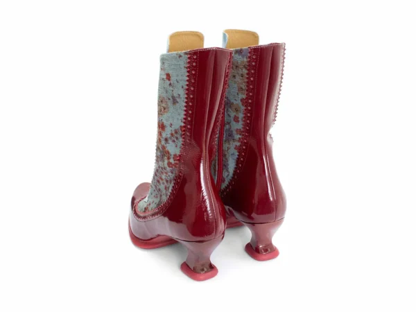 Women's^Fluevog Shoes Aura | Brogue Tall Boot Red/Green Floral
