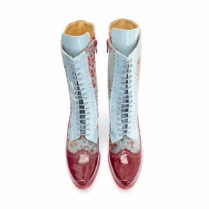 Women's^Fluevog Shoes Aura | Brogue Tall Boot Red/Green Floral