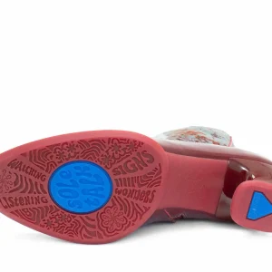 Women's^Fluevog Shoes Aura | Brogue Tall Boot Red/Green Floral