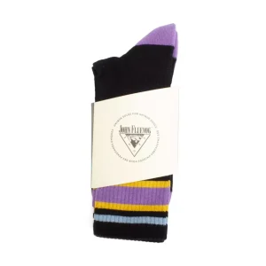 Accessories^Fluevog Shoes Bandit | Colourblock Varsity Sock Black/Lavender