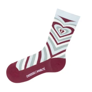 Women's^Fluevog Shoes Baobao Vog Socks | Heart Illusion Sock Cream/Blue/Burgundy