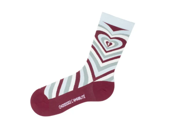 Women's^Fluevog Shoes Baobao Vog Socks | Heart Illusion Sock Cream/Blue/Burgundy