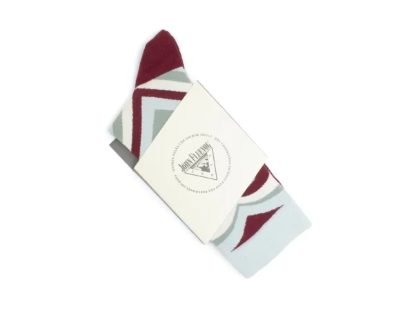 Women's^Fluevog Shoes Baobao Vog Socks | Heart Illusion Sock Cream/Blue/Burgundy