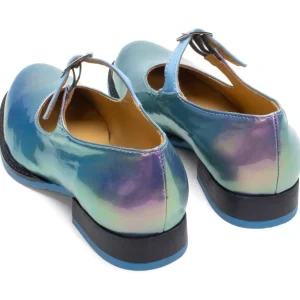 Women's^Fluevog Shoes Barnett | Flat Mary Jane Blue Metallic