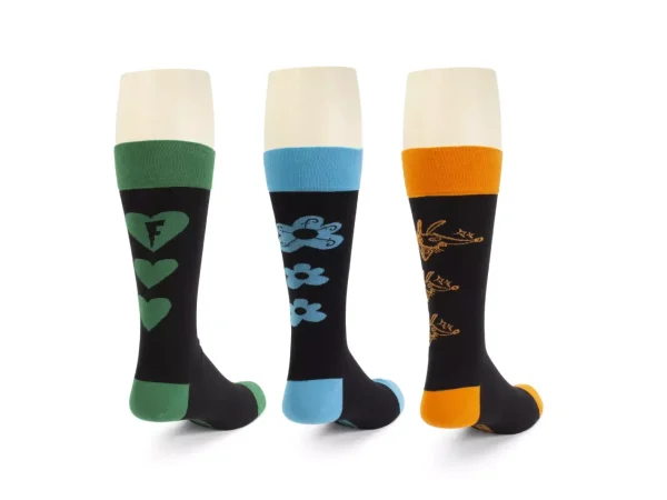 Accessories^Fluevog Shoes Baz Vog Socks (3-Pack) | 3-Pack Graphic Sock Orange/Green/Blue