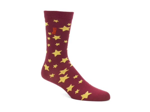 Accessories^Fluevog Shoes Bianca Vog Socks | Large Stars Sock Burgundy/Yellow