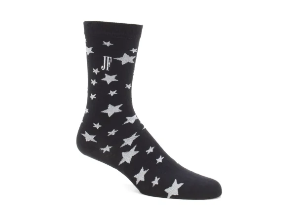 Accessories^Fluevog Shoes Bianca Vog Socks | Large Stars Sock Black/Metallic Silver