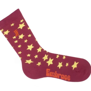 Accessories^Fluevog Shoes Bianca Vog Socks | Large Stars Sock Burgundy/Yellow