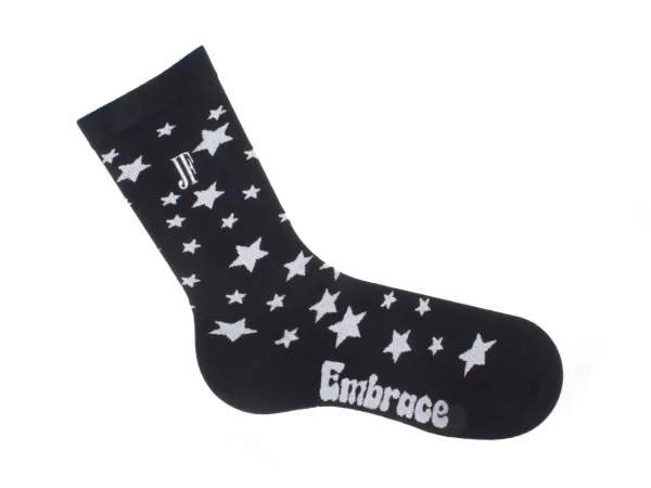 Accessories^Fluevog Shoes Bianca Vog Socks | Large Stars Sock Black/Metallic Silver
