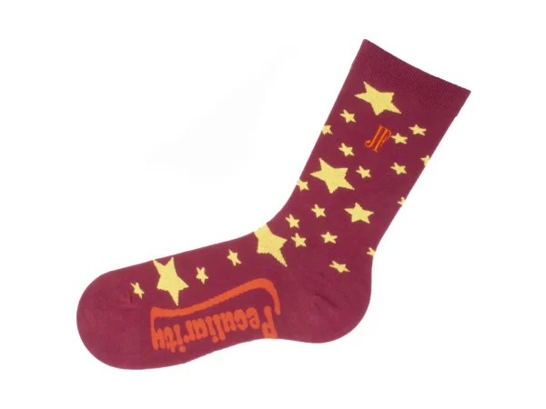 Accessories^Fluevog Shoes Bianca Vog Socks | Large Stars Sock Burgundy/Yellow