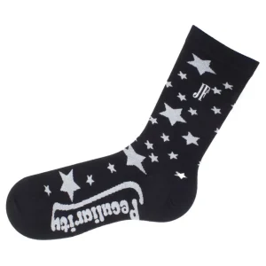 Women's^Fluevog Shoes Bianca Vog Socks | Large Stars Sock Black/Metallic Silver