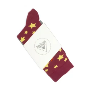Accessories^Fluevog Shoes Bianca Vog Socks | Large Stars Sock Burgundy/Yellow