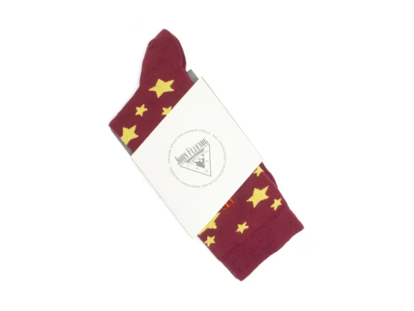 Accessories^Fluevog Shoes Bianca Vog Socks | Large Stars Sock Burgundy/Yellow