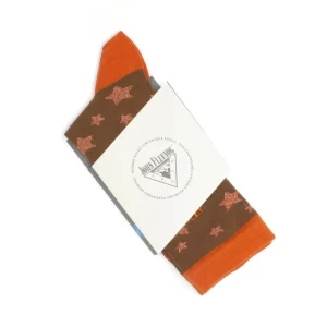 Accessories^Fluevog Shoes Bianca Vog Socks | Large Stars Sock Brown/Metallic Orange