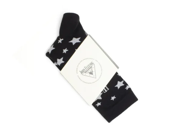 Accessories^Fluevog Shoes Bianca Vog Socks | Large Stars Sock Black/Metallic Silver