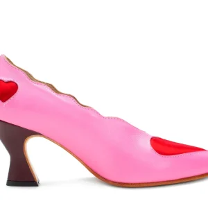 Women's^Fluevog Shoes Blaise | Pump With Applique Pink/Red