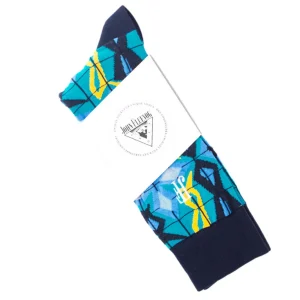 Accessories^Fluevog Shoes Cerebral Vog Socks | Geometric Knit Sock Blue
