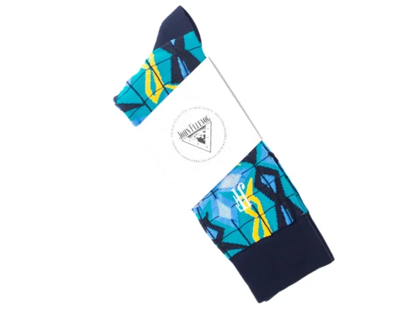 Accessories^Fluevog Shoes Cerebral Vog Socks | Geometric Knit Sock Blue