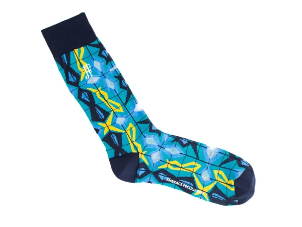 Accessories^Fluevog Shoes Cerebral Vog Socks | Geometric Knit Sock Blue