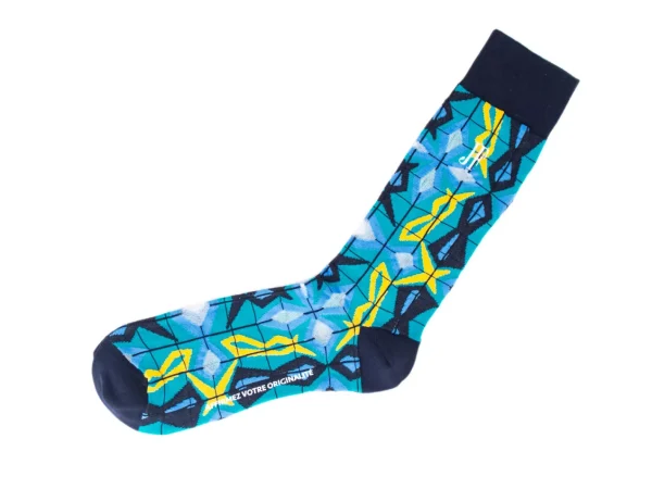 Accessories^Fluevog Shoes Cerebral Vog Socks | Geometric Knit Sock Blue