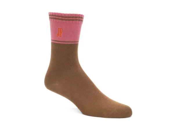 Men's^Fluevog Shoes Citta Vog Socks | Thick Colourblock Sock Pink/Brown