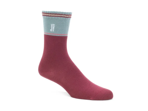 Men's^Fluevog Shoes Citta Vog Socks | Thick Colourblock Sock Burgundy/Blue