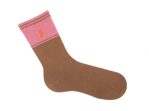 Men's^Fluevog Shoes Citta Vog Socks | Thick Colourblock Sock Pink/Brown