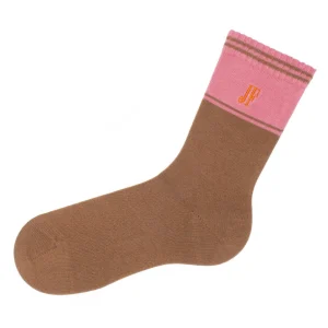 Men's^Fluevog Shoes Citta Vog Socks | Thick Colourblock Sock Pink/Brown