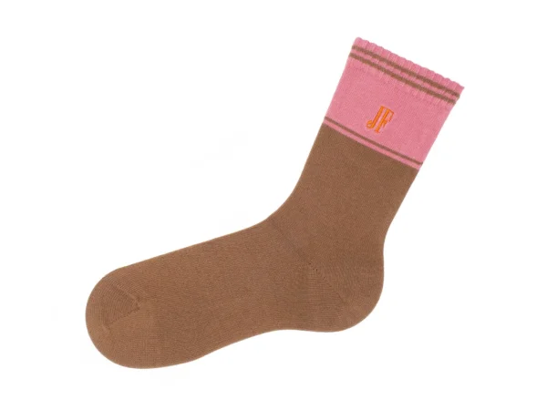 Men's^Fluevog Shoes Citta Vog Socks | Thick Colourblock Sock Pink/Brown