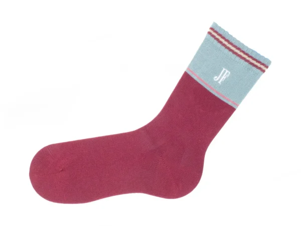 Women's^Fluevog Shoes Citta Vog Socks | Thick Colourblock Sock Burgundy/Blue