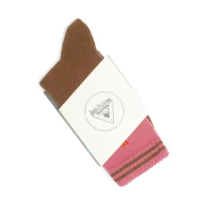 Men's^Fluevog Shoes Citta Vog Socks | Thick Colourblock Sock Pink/Brown
