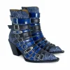 Women's^Fluevog Shoes Conceptual Cookie | Zip-Up Ankle Boot With Buckles Blue
