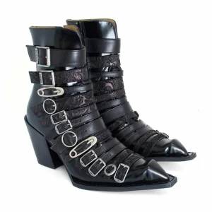 Women's^Fluevog Shoes Conceptual Cookie | Zip-Up Ankle Boot With Buckles Black
