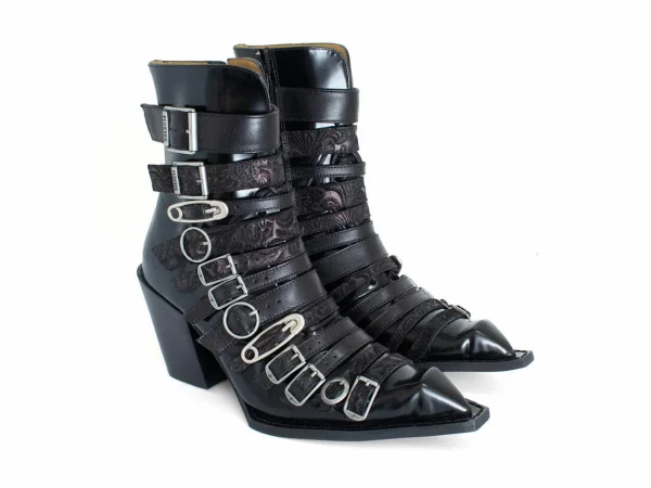 Women's^Fluevog Shoes Conceptual Cookie | Zip-Up Ankle Boot With Buckles Black